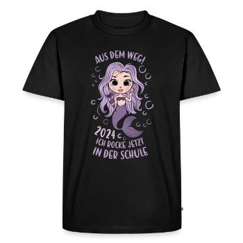 Écolier 2024 Sirène à l’écart ! Scolarisation - T-shirt Premium bio Homme - noir - Devant - Nico (187cm)