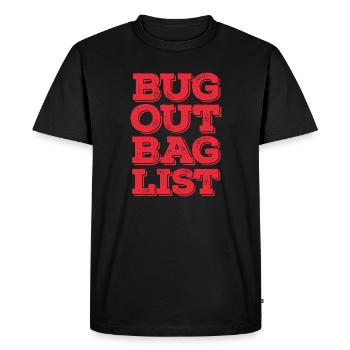 Liste de sacs d’évacuation Prepper Survivalist - T-shirt Premium bio Homme - noir - Devant - Nico (187cm)
