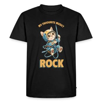 Ma musique préférée ? Escalade Chat mignon - T-shirt Premium bio Homme - noir - Devant - Nico (187cm)