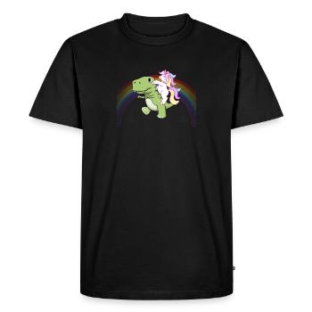 Cute Unicorn Riding Baby T Rex Rainbow - Men's Premium Organic T-Shirt - black - Front - Nico (187cm)