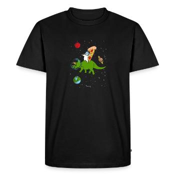 cadeau de pizza chat et dinosaure - T-shirt Premium bio Homme - noir - Devant - Nico (187cm)