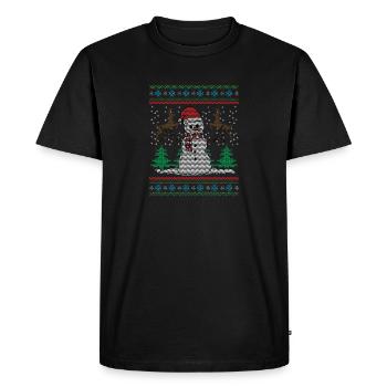Ugly sweater snowman gift - Men's Premium Organic T-Shirt - black - Front - Nico (187cm)