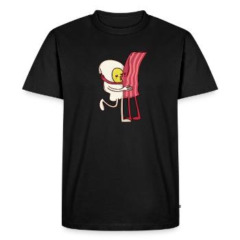 Funny Bacon Egg Kissing Kiss Friendship Gift - Men's Premium Organic T-Shirt - black - Front - Nico (187cm)