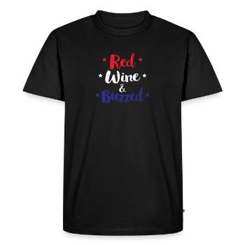 Red Wine And Buzzed Funny 4th Of July - Men's Premium Organic T-Shirt - black - Front - Nico (187cm)