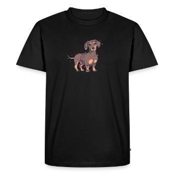Lumières de teckel de Noël - T-shirt Premium bio Homme - noir - Devant - Nico (187cm)