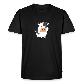 Adorable vache et bébé mignon veau amoureux de la vache - T-shirt Premium bio Homme - noir - Devant - Nico (187cm)