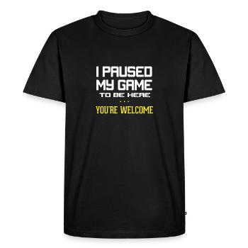 J'ai mis mon jeu en pause - T-shirt Premium bio Homme - noir - Devant - Nico (187cm)
