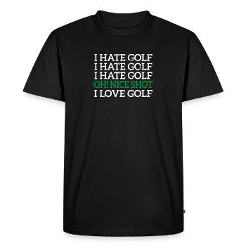 je déteste le golf oh nice shot j'aime le golf - T-shirt Premium bio Homme - noir - Devant - Nico (187cm)