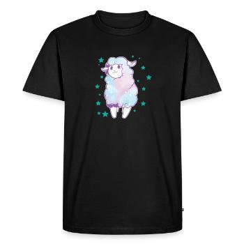 Lama arc-en-ciel alpaga avec idée cadeau étoiles - T-shirt Premium bio Homme - noir - Devant - Nico (187cm)