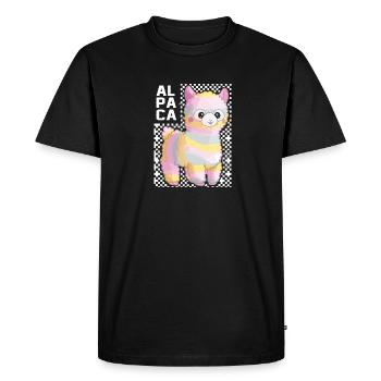 Idée cadeau arc-en-ciel alpaga lama - T-shirt Premium bio Homme - noir - Devant - Nico (187cm)