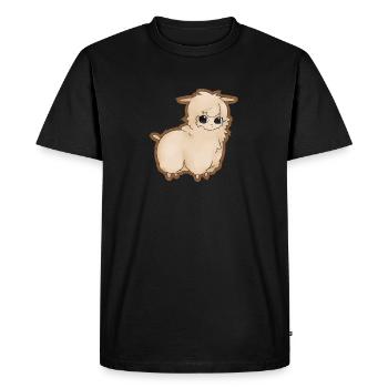 Idée cadeau alpaga lama marron aux yeux mignons - T-shirt Premium bio Homme - noir - Devant - Nico (187cm)