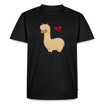 Funny Lama - Men's Premium Organic T-Shirt - black - Front - Nico (187cm)