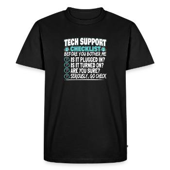 Tech Support Checklist Administrator Techniker - Männer Premium Bio T-Shirt - Schwarz - Vorne - Nico (187cm)