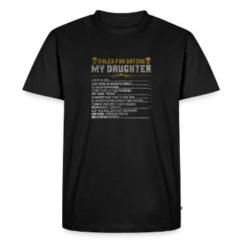 papa fille cadeau règles coeur amour - T-shirt Premium bio Homme - noir - Devant - Nico (187cm)