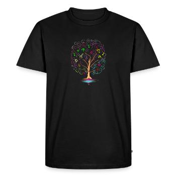 Arbre de musique cadeau de guitare violon piano coloré - T-shirt Premium bio Homme - noir - Devant - Nico (187cm)