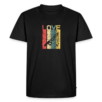 Pêche Poisson de pêche cadeau · Love - T-shirt Premium bio Homme - noir - Devant - Nico (187cm)
