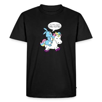 Faster than hopping rabbit unicorn gift - Men's Premium Organic T-Shirt - black - Front - Nico (187cm)