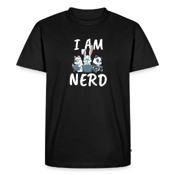 Nerd Read Video Game Internet Rabbit Cat Panda - Men's Premium Organic T-Shirt - black - Front - Nico (187cm)