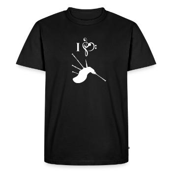 Dudelsack - Sackpfeife - Dudelsackspieler - Herz - Männer Premium Bio T-Shirt - Schwarz - Vorne - Nico (187cm)