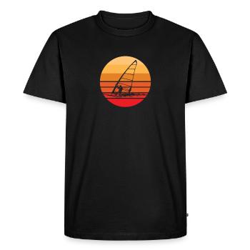 Windsurfing Retro Sunset - Men's Premium Organic T-Shirt - black - Front - Nico (187cm)