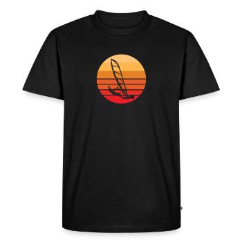 Windsurfing Retro Sunset - Men's Premium Organic T-Shirt - black - Front - Nico (187cm)