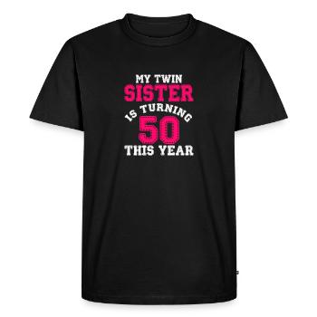 Sœur jumelle 50 anniversaire cadeau femme - T-shirt Premium bio Homme - noir - Devant - Nico (187cm)