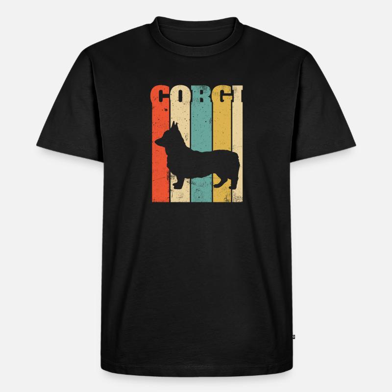 Retro Weinlese-Corgi - Männer Premium Bio T-Shirt - Schwarz