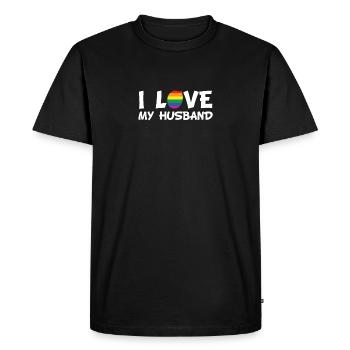 Gay j'aime mon mari - T-shirt Premium bio Homme - noir - Devant - Nico (187cm)