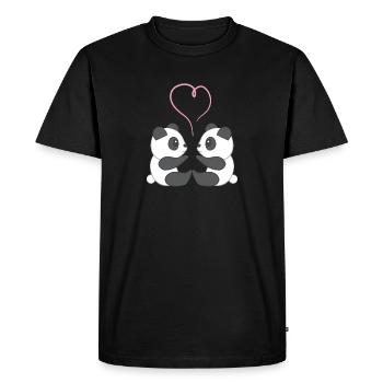 Panda - Panda - Pandafan - Coeur - Amour - T-shirt Premium bio Homme - noir - Devant - Nico (187cm)