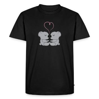 Koala - Koalas - Koalafan - couple - amour - coeur - T-shirt Premium bio Homme - noir - Devant - Nico (187cm)