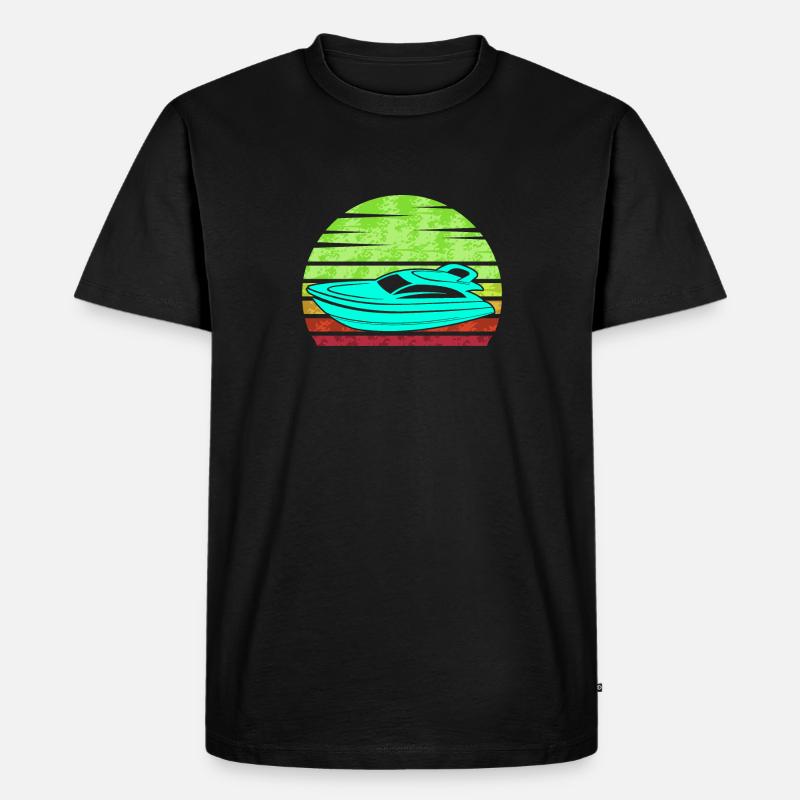 Retro Motorboot - Männer Premium Bio T-Shirt - Schwarz