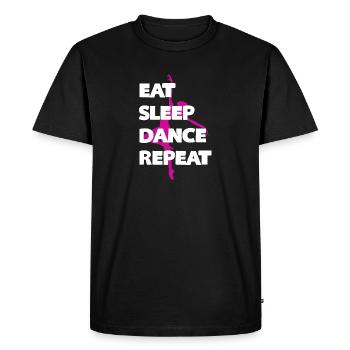 Manger dormir répéter - T-shirt Premium bio Homme - noir - Devant - Nico (187cm)