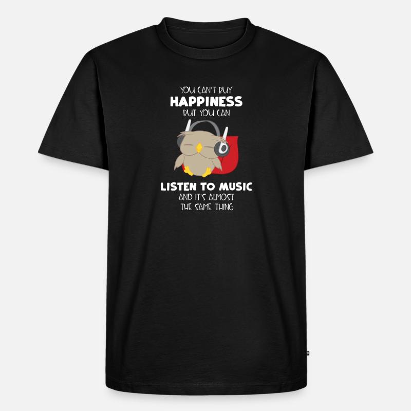 Eule - Eulen - Glück - Musik - Spruch - Männer Premium Bio T-Shirt - Schwarz