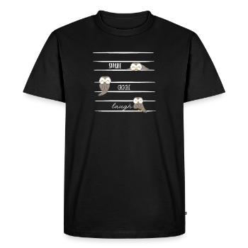 Owl - Owls - Laughter - Saying - Men's Premium Organic T-Shirt - black - Front - Nico (187cm)