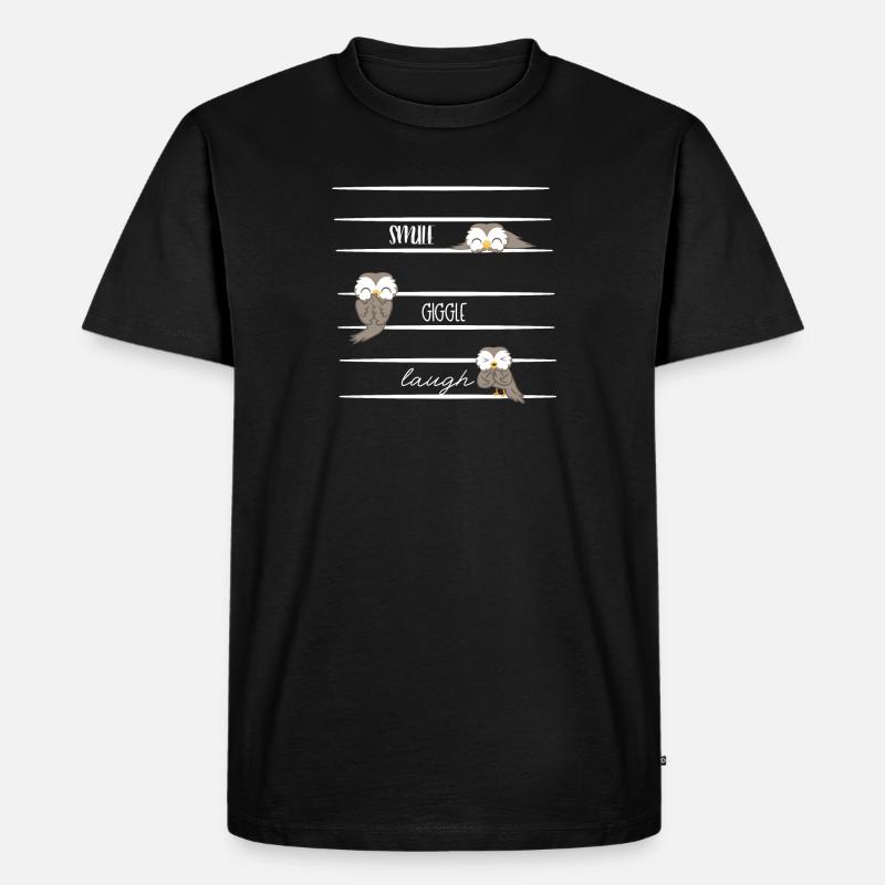 Eule - Eulen - Lachen - Spruch - Männer Premium Bio T-Shirt - Schwarz