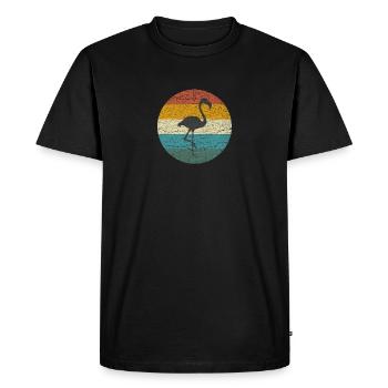 Rétro Vintage Sunset Flamingo - T-shirt Premium bio Homme - noir - Devant - Nico (187cm)