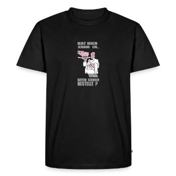 Pig cook order funny bavarian gift - Men's Premium Organic T-Shirt - black - Front - Nico (187cm)