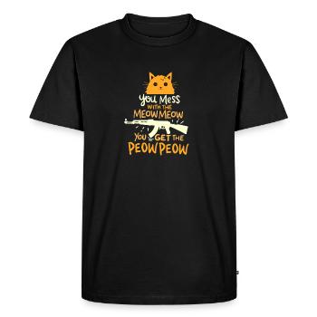 Les chats armes Meow Meow Peow Peow Peow - T-shirt Premium bio Homme - noir - Devant - Nico (187cm)