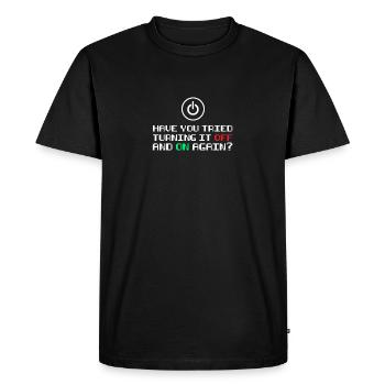 Turn it on and off gift - Men's Premium Organic T-Shirt - black - Front - Nico (187cm)
