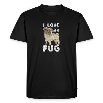 pug - Men's Premium Organic T-Shirt - black - Front - Nico (187cm)