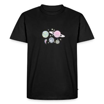 Planet Solar System Colorful star comic - Men's Premium Organic T-Shirt - black - Front - Nico (187cm)
