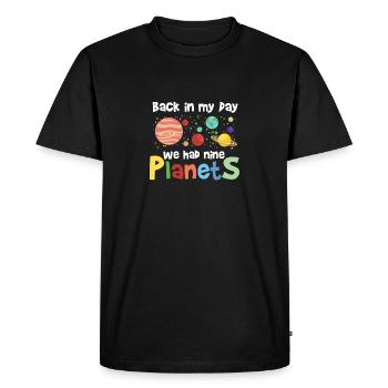 Nine planets pluto saying nerd outer space logo - Men's Premium Organic T-Shirt - black - Front - Nico (187cm)