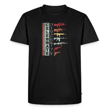 Célébrez la diversité graphique différent d'arme à feu | Pistolet - T-shirt Premium bio Homme - noir - Devant - Nico (187cm)