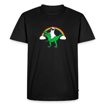 cadeau trex et lama - T-shirt Premium bio Homme - noir - Devant - Nico (187cm)