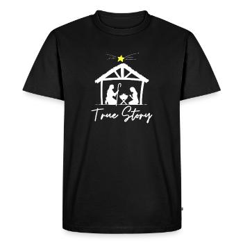 True Story Christmas Jesus Nativity print, - T-shirt Premium bio Homme - noir - Devant - Nico (187cm)