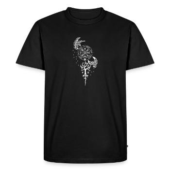 Symbolisme nordique - Runes, Vevisir, Corbeaux - T-shirt Premium bio Homme - noir - Devant - Nico (187cm)