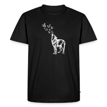 Wolf and butterflies - Men's Premium Organic T-Shirt - black - Front - Nico (187cm)