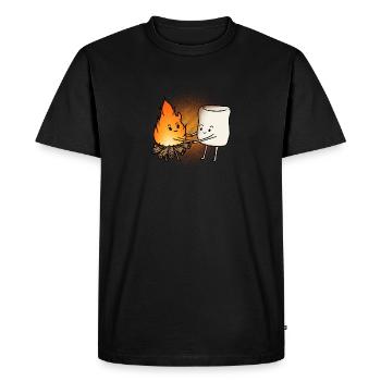 marshmallow and fire gift - Men's Premium Organic T-Shirt - black - Front - Nico (187cm)