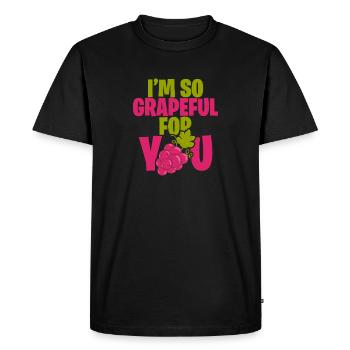 Raisins Rose Reconnaissant Jeu de mots Grapeful Anglais - T-shirt Premium bio Homme - noir - Devant - Nico (187cm)