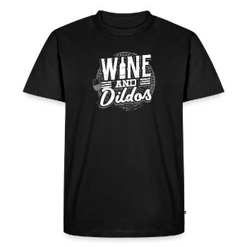 Funny Sex Toy Wine Lover Gift graphic | Dildos - Men's Premium Organic T-Shirt - black - Front - Nico (187cm)